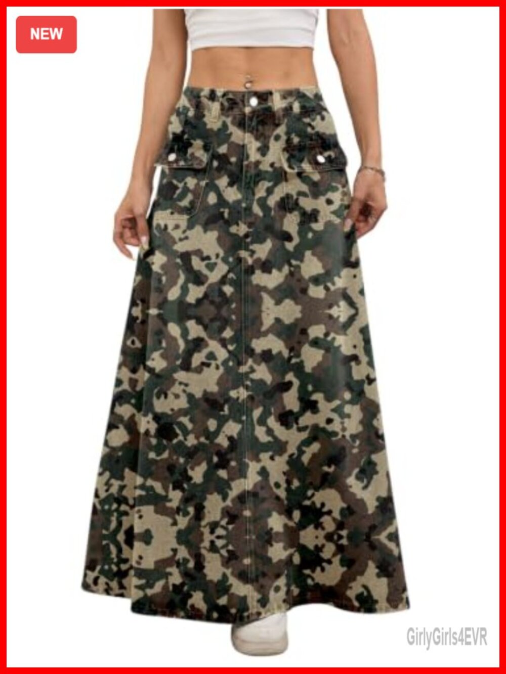 Vintage Mid-Rise Pleated A-Line Flared Denim Maxi Jean Skirt